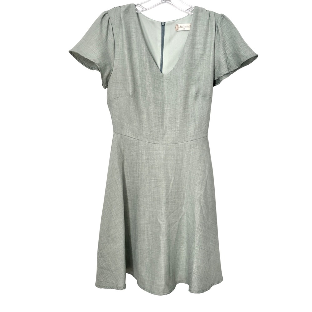 Altar'd State Sage Green V-Neck Skater Dress Short Fit & Flare XS Date Night